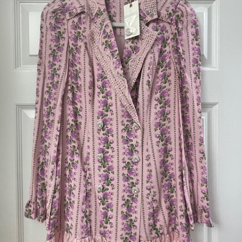 LoveShackFancy Pink Ruffled Long Sleeve dress